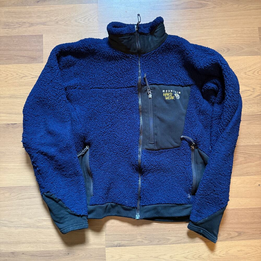 Men's Mountain Hardwear Navy Blue Monkey Man Fleece Full Zip Jacket Sz Medium